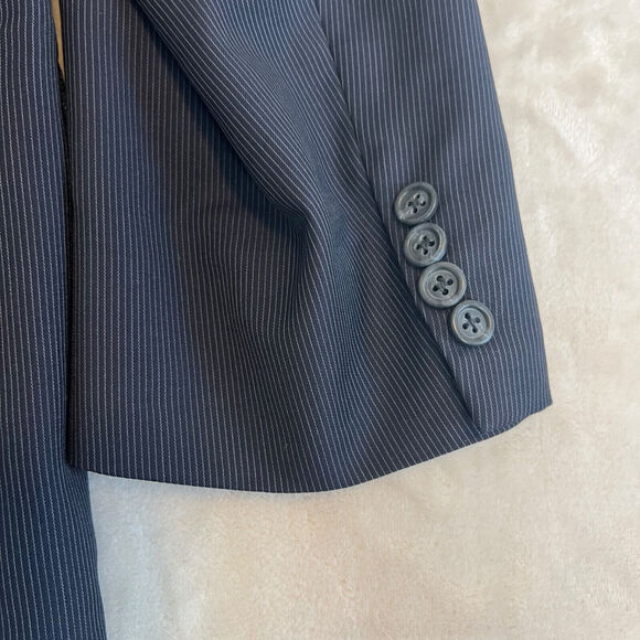 VTG Burberry Sport Coat Mens 46R Blue Striped Wool Blazer Union Made USA Career - Picture 12 of 14